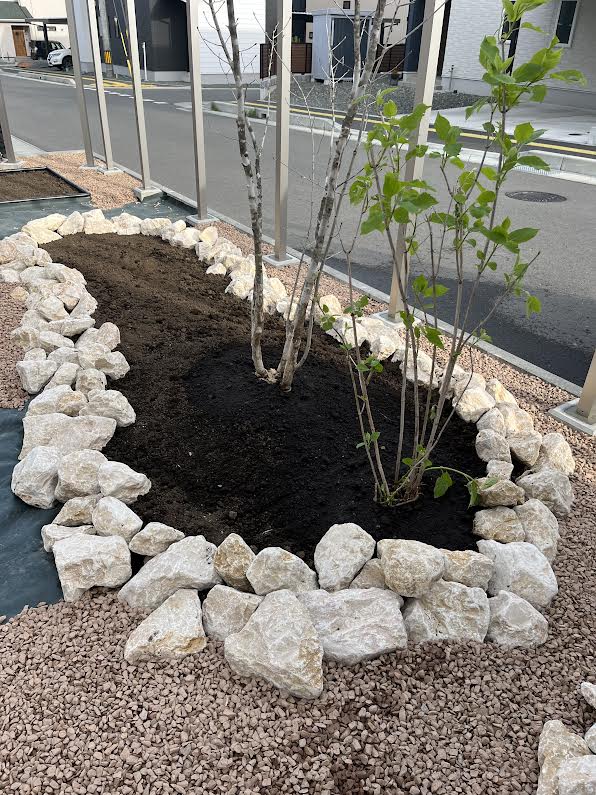 ロックガーデン　色々植えこんでいって、これからが楽しみなお庭づくりが始まります。